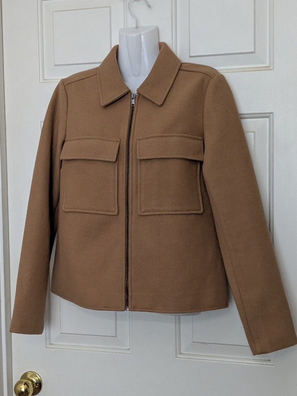 Nine West Petite Cropped Jacket – Short Size M Winter Coat Beige
